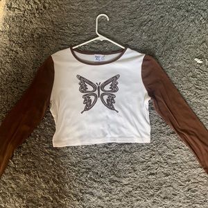 Brown and white princess Polly long sleeve crop top
